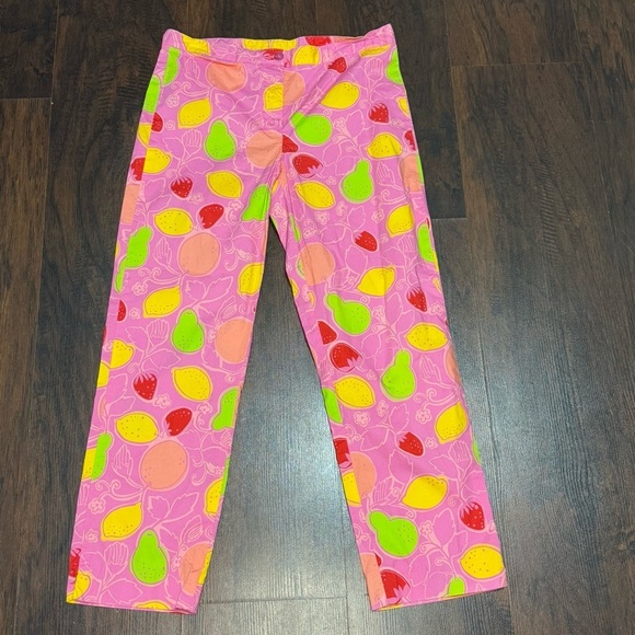 LILLY PULITZER Liza capri pants Hibiscus Pink Marzipan Print Size 4 EUC - Picture 2 of 14